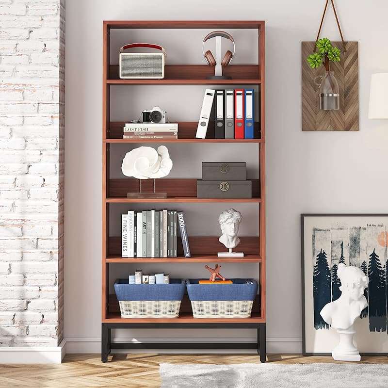 70.8 Inches Tall Bookcase and Bookshelf, 5-Tier Large Bookcases - 11.81"D x 31.5"W x 70.87"H