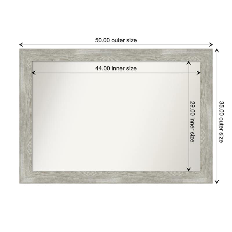 Dove Greywash Framed Non-Beveled Custom Wall Mirror, Bathroom Vanity Mirror - Outer Size: 50 x 35