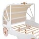 preview thumbnail 8 of 7, White+Pink Full Princess Carriage Bed with Canopy