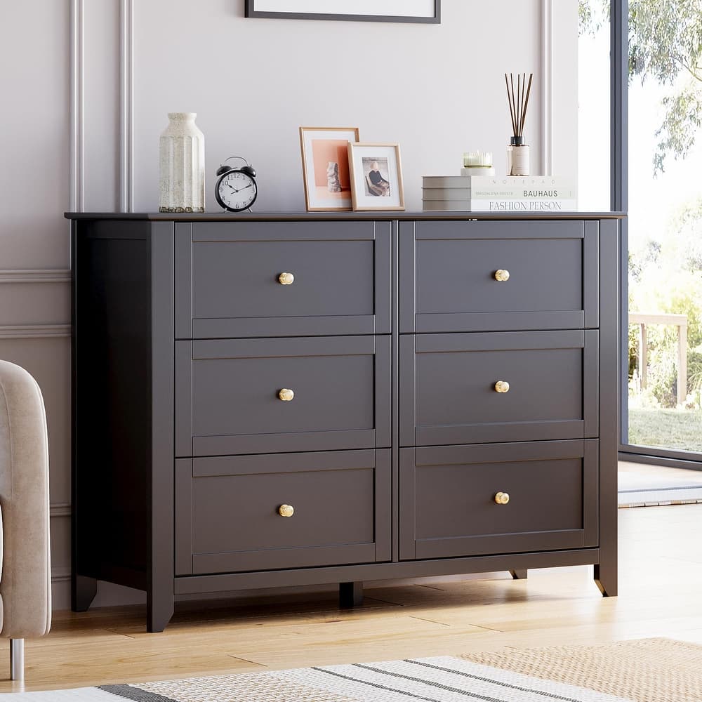 5/6 Drawer Dresser for Bedroom, Dresser with Deep Drawers & Metal Knobs, Modern Wooden Chests of Drawers