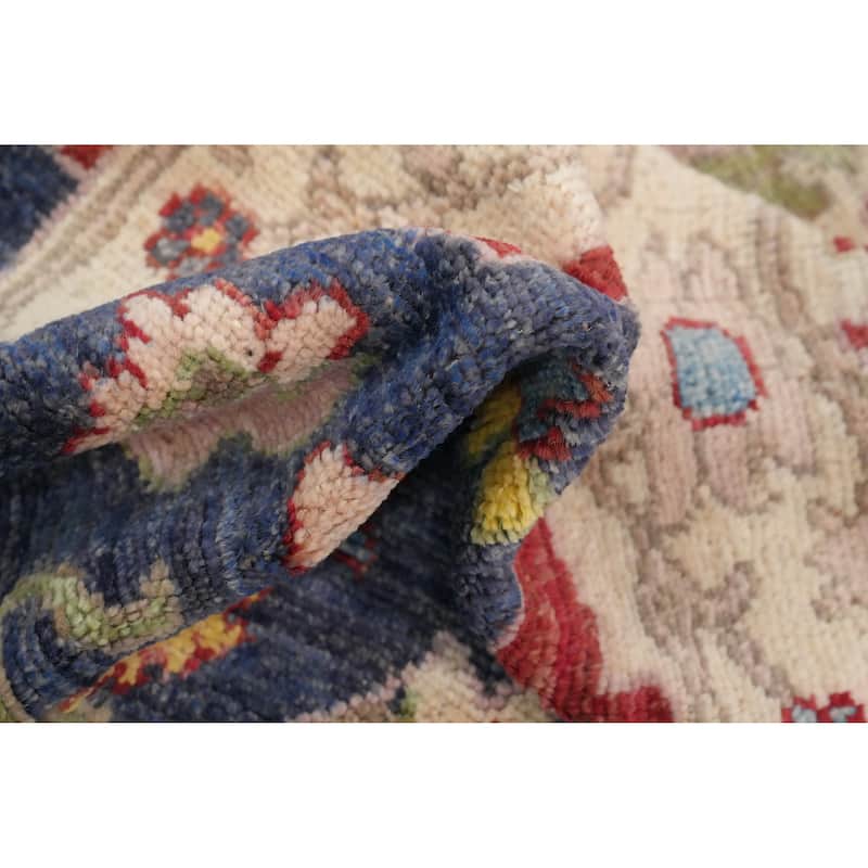 Hand Knotted Oriental 100% Wool Carpet Transitional Floral Navy Blue & Blues Oushak Area Rug - 13' 6'' X 10' 5''