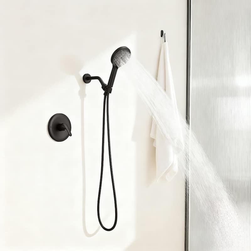 Modern Black Concealed Shower System with Three-Function Handheld Shower