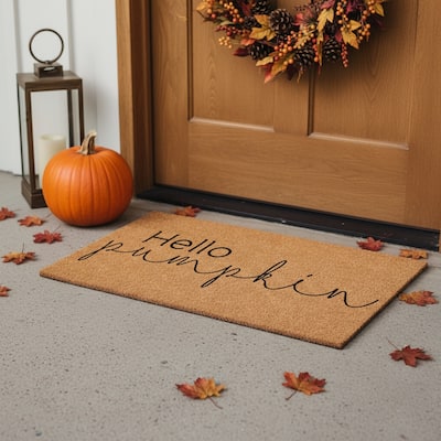 HomeRoots 24" X 36" Natural And Brown Fall Outdoor Coir Door Mat - 24.00' X '36.00
