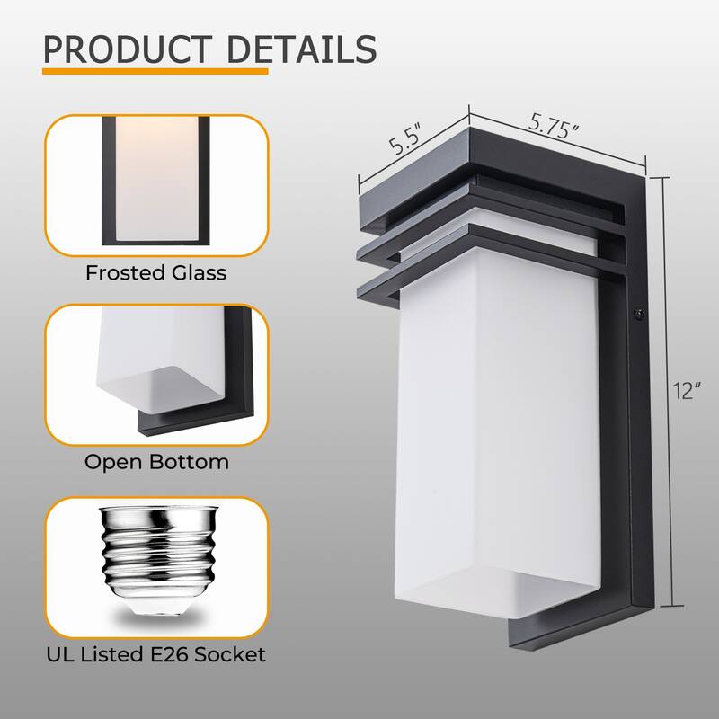 12"H Modern Outdoor Wall Sconce 1 Pack