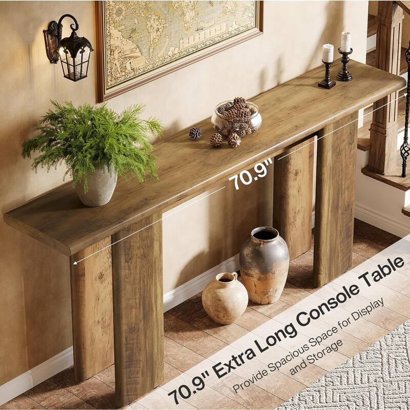 70.87" Extra Long Console Table for Entryway, Mid-Century Modern Sofa Table Behind Couch