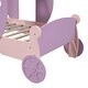 preview thumbnail 17 of 16, Twin Size Princess Carriage Bed with Crown, Wood Platform Car Bed with Stair, Purple and Pink