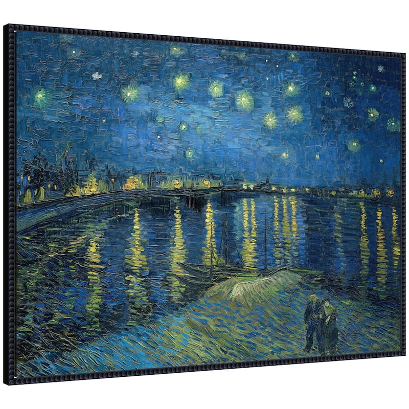 Kate and Laurel Starry Night Over the Rhone 1888 Vincent van Gogh by Nostalgia Prints Framed Canvas Wall Art Print - 28x38