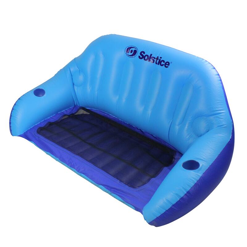 Inflatable Blue Love Seat Swimming Pool Float with Convertible Foot Rest - 72"