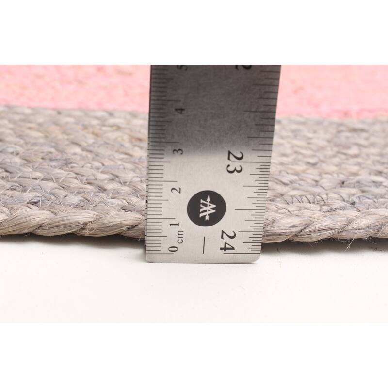 ECARPETGALLERY Braided Weave Palas Denizli Dark Pink Jute Rug - 3'0 x 3'0