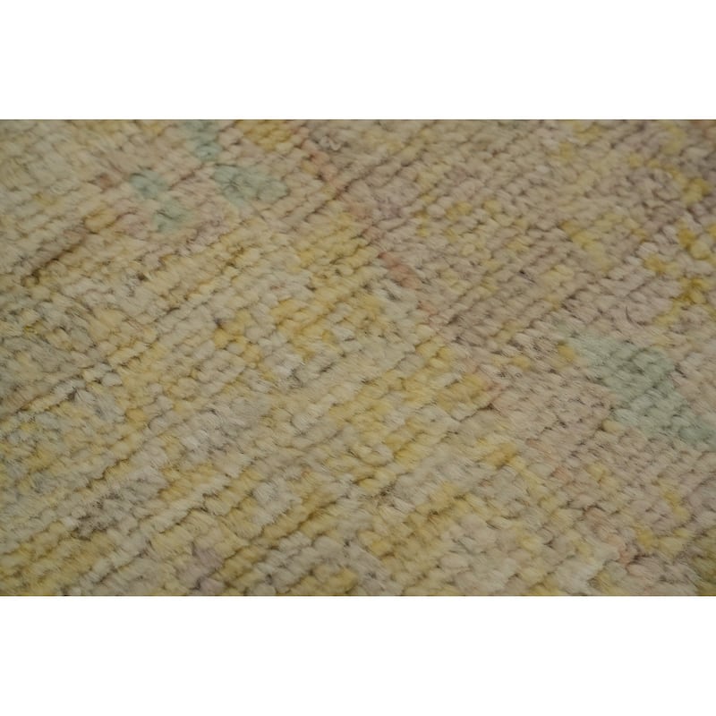 Hand Knotted Oriental 100% Wool Carpet Traditional Geometric Yellow & Gold Ziegler Area Rug - 5' 11'' X 2' 7''