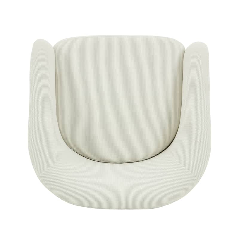 Modern Swivel Accent Chair, Narrow Corduroy Upholstered, Comfy Barrel Chair for Living Room, Bedroom & Office, Beige