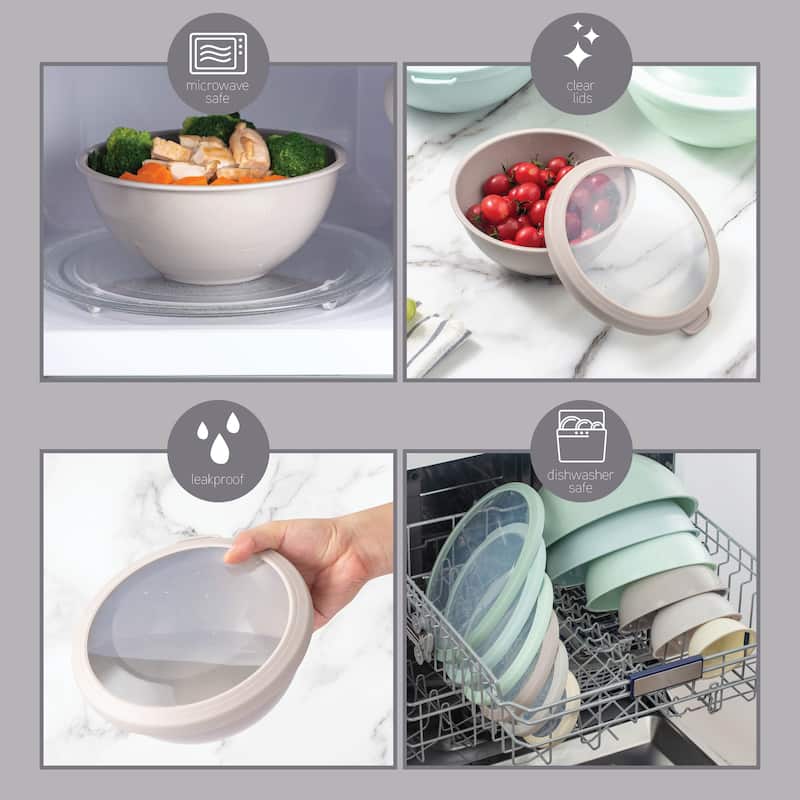 COOK WITH COLOR - 12 Piece Plastic Nesting Bowls - 6 Prep Bowls and 6 Lids, Microwave Safe