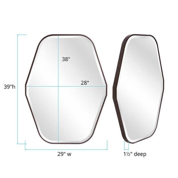 Allan Andrews Octagonal Wall Mirror with Espresso Stained Wood Frame - 39"H x 29"W