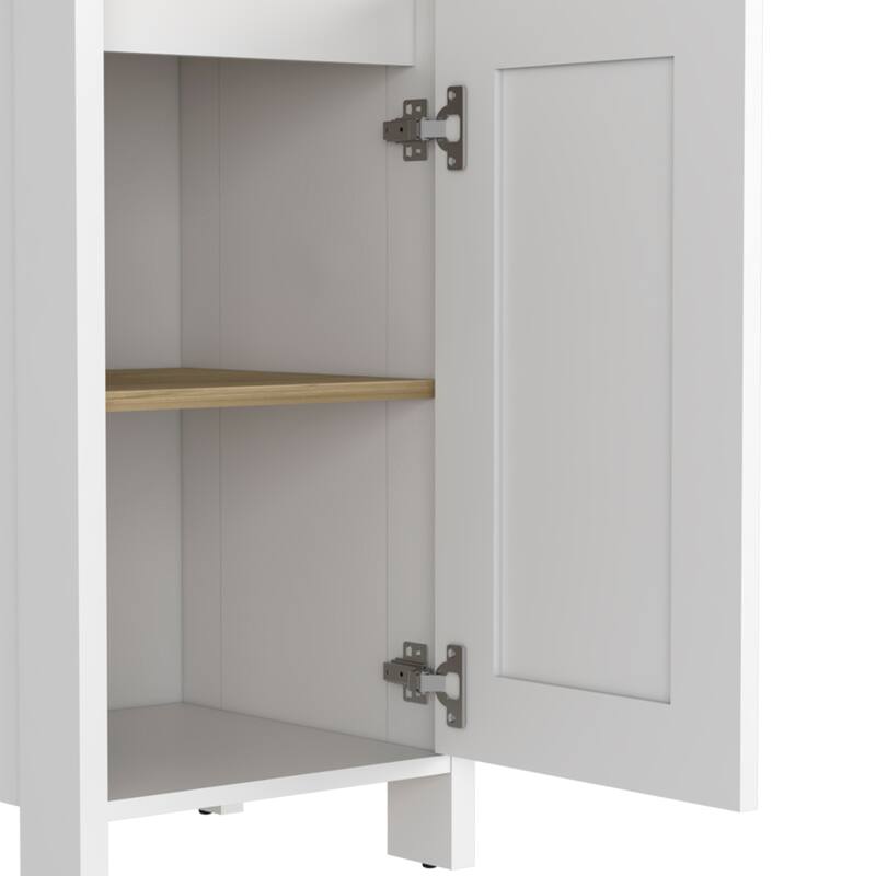 Linen Cabinet With Two Open Shelves And Single Door