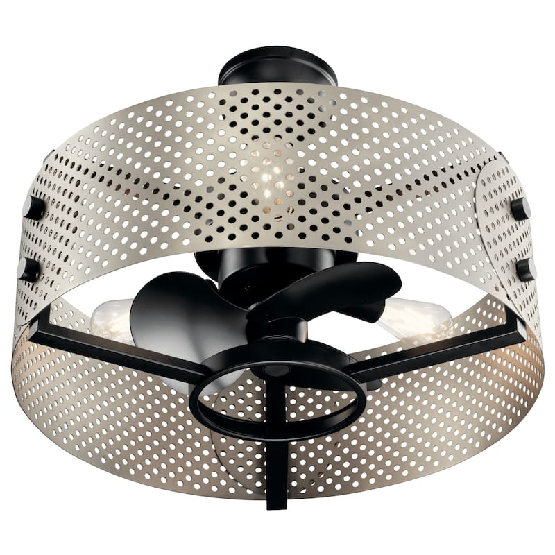 Kichler Eyrie 13 inch Fan with a Brushed Nickel Cage and Black Accents