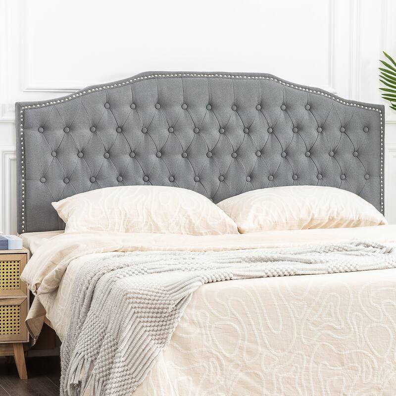 Adeco 64-Inch Upholstered Headboard with Adjustable Legs