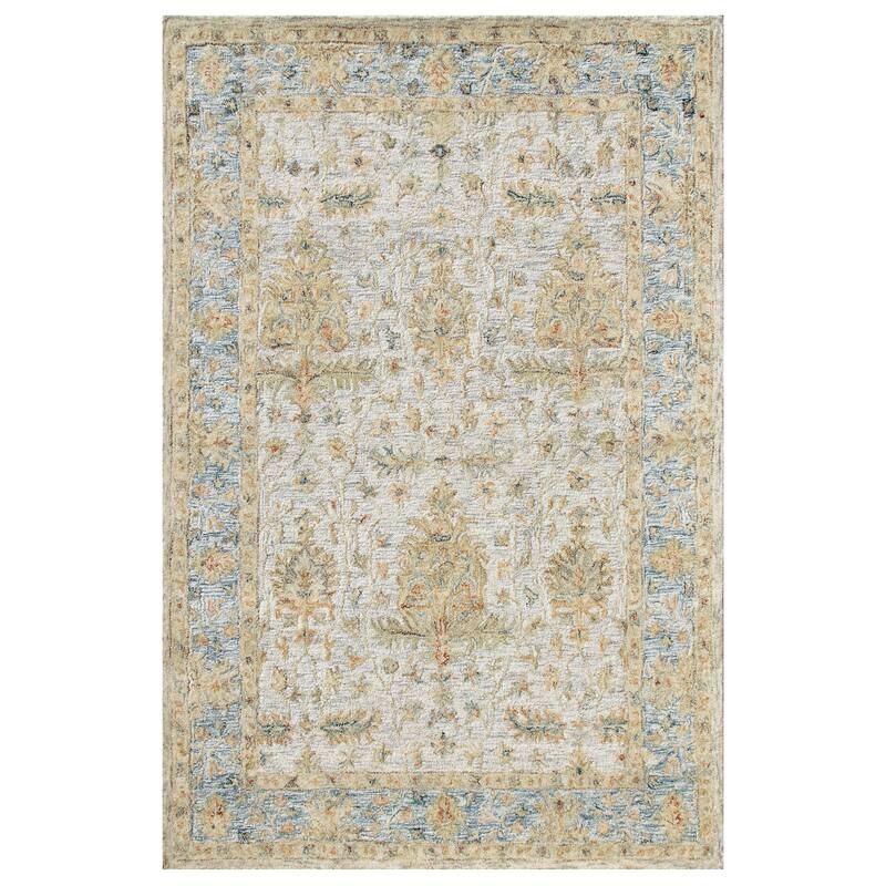 Liam Floral Hand-Tufted Wool Traditional Indoor Area Rug by Sevita - 5' x 7'9" - Blue/Cream