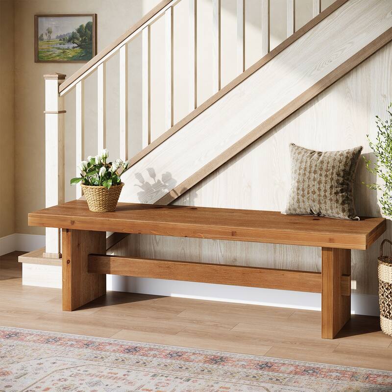63" Solid Wood Entryway Bench, End of Bed Bench, Entry Way Benches for Bedroom, Hallway, Foyer