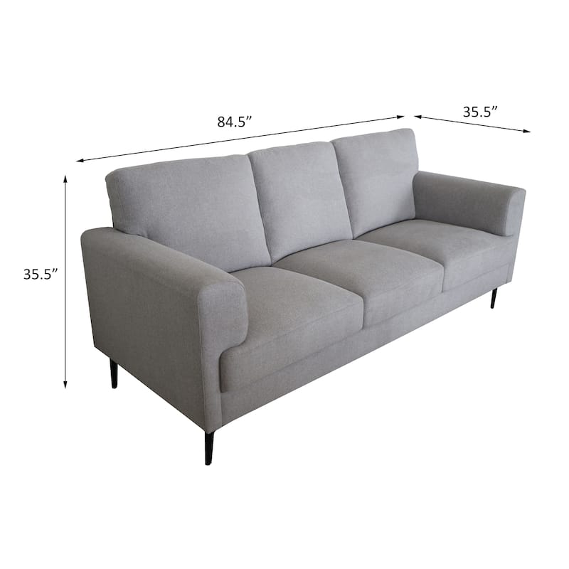 Vickery Light Gray Linen Upholstery with Loose Back Sofa