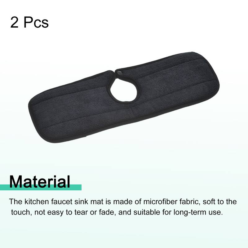 2pcs Kitchen Faucet Sink Splash Guard Drain Pad Water Catcher Tray Black