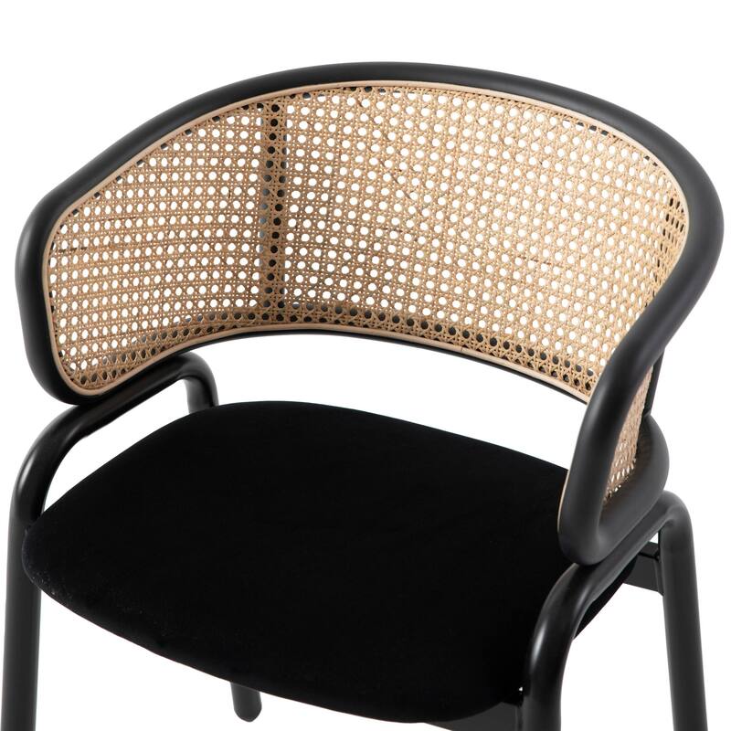 Ervilla Modern Wicker Back Dining Chair with Upholstered Velvet Seat Armchair for Dining Room and Kitchen, Set of 4 - 29.9"