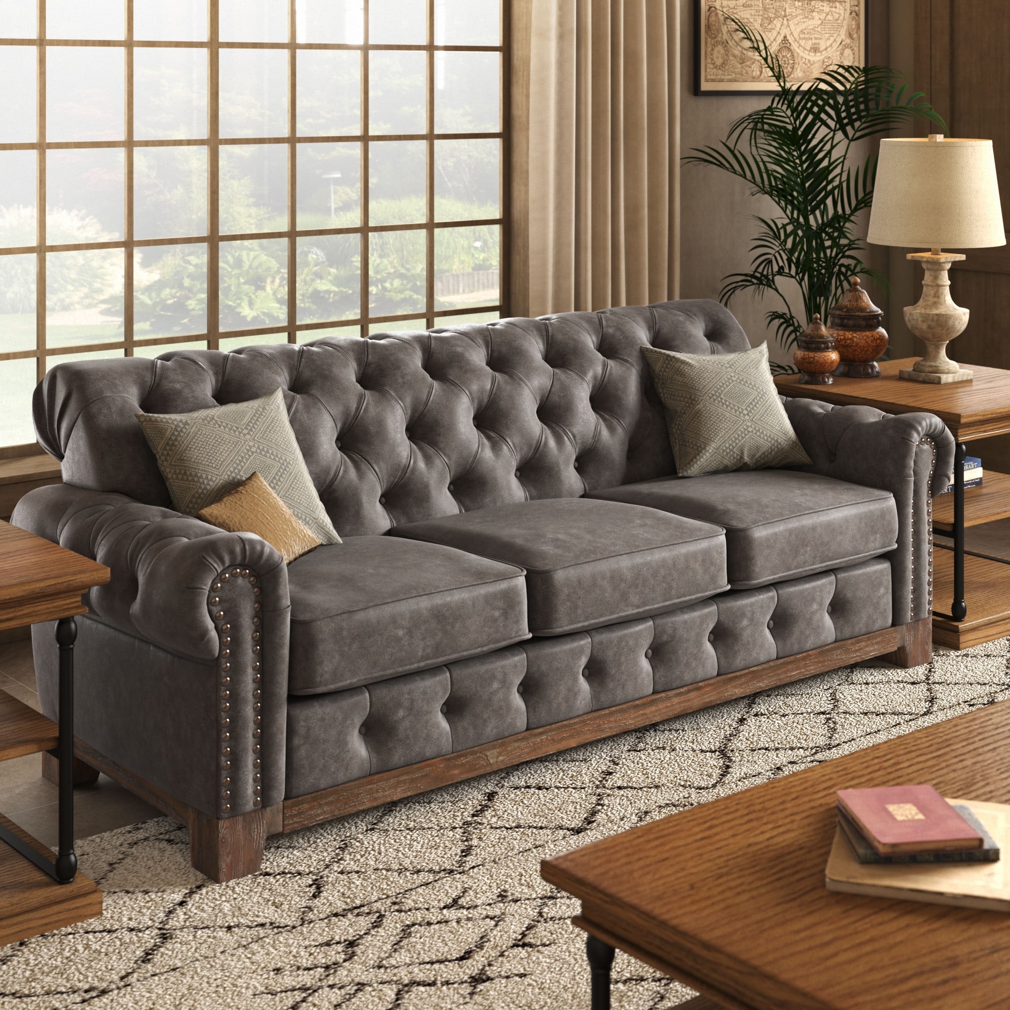 Greenwich Tufted Arm Nailhead Chesterfield Sofa by iNSPIRE Q Artisan - On Sale - 9822531