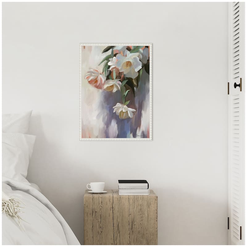 Kate and Laurel Sylvie Dangle Thumb Pastel Flower Bouquet Framed Canvas by Mary Sparrow