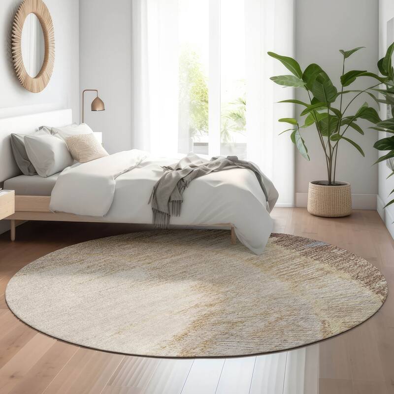 Premium Washable Super Soft Wood Zoom Mayfield Rug - Brown - 8' x 8' - Round