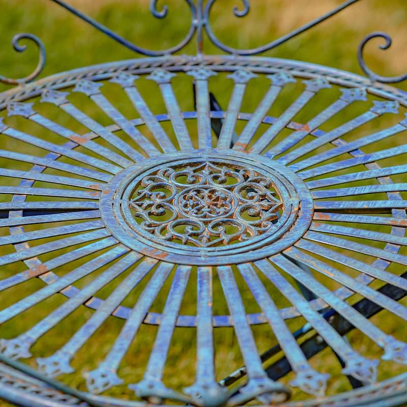 "Stephania" Victorian Folding Iron Garden Table - 27.5"x27.5"x24"