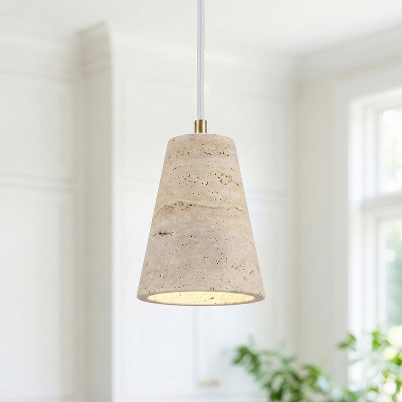 Acroma 1 - Light Natural Stone Cone Pendant Light - 1-light
