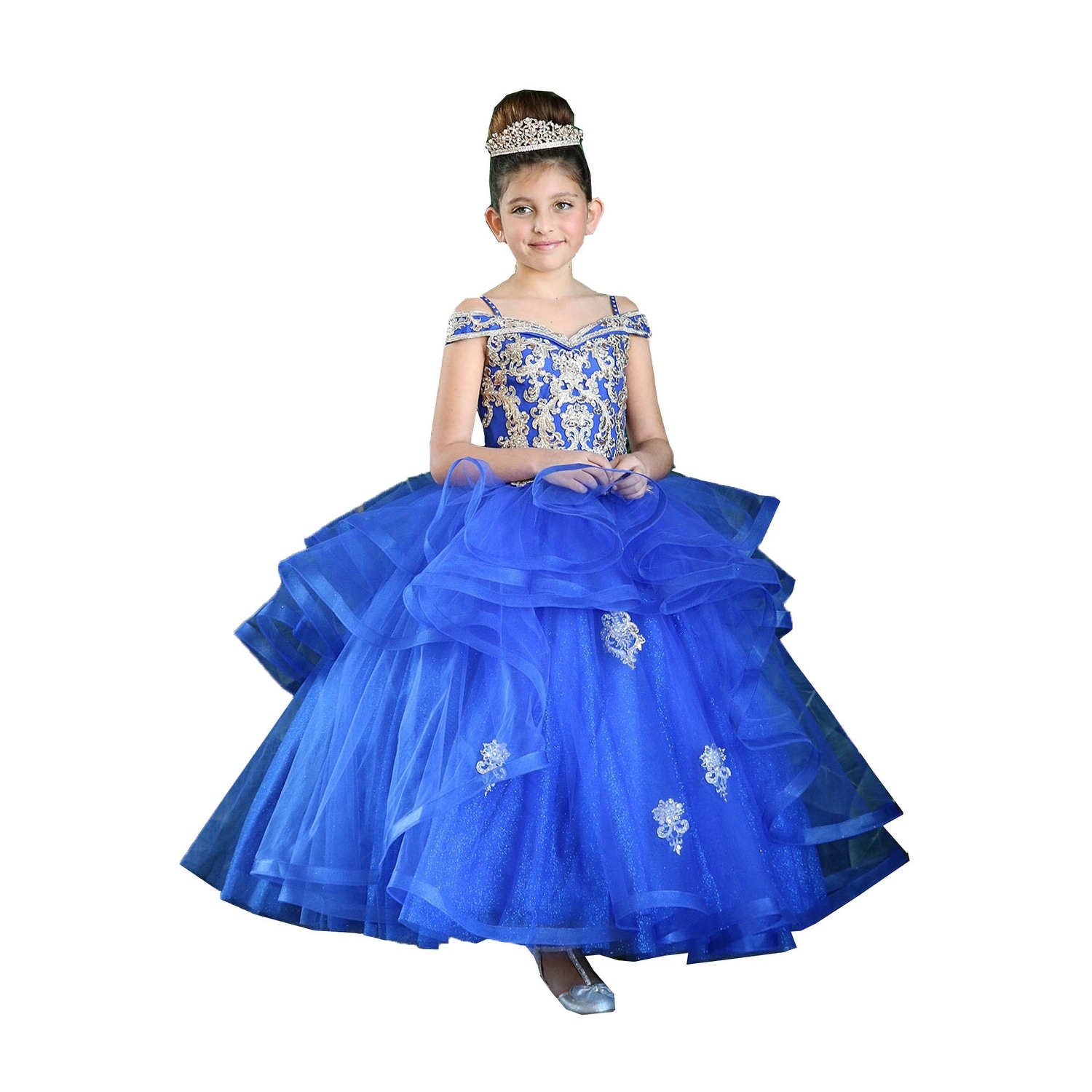 blue and gold gown