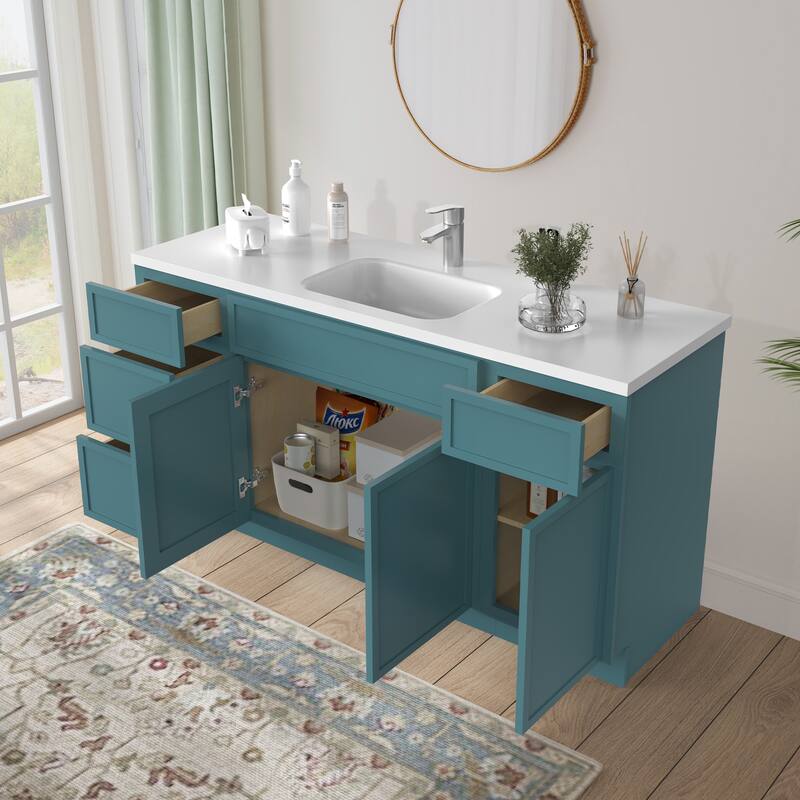Vanity Art 66" Birch Freestanding Bathroom Vanity Cabinet without Top