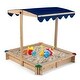 preview thumbnail 9 of 8, Costway Kids Wooden Sandbox with Height Adjustable & Rotatable Canopy - See Details