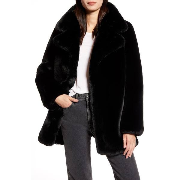 Shop 7 For All Mankind Women S Coat Black Size Medium M Faux Fur Chubby Overstock 30606492