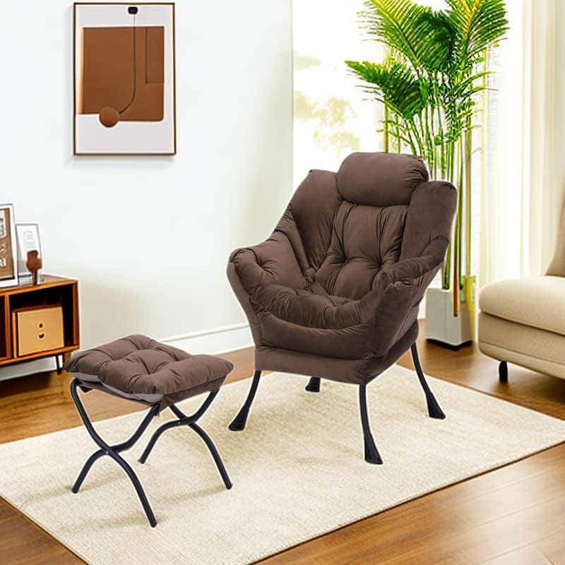 Tufted Accent Chair with Ottoman Cushion Chair Wingback Chair, Upholstered Chairs Lounge Chair with Armrests Side Pocket