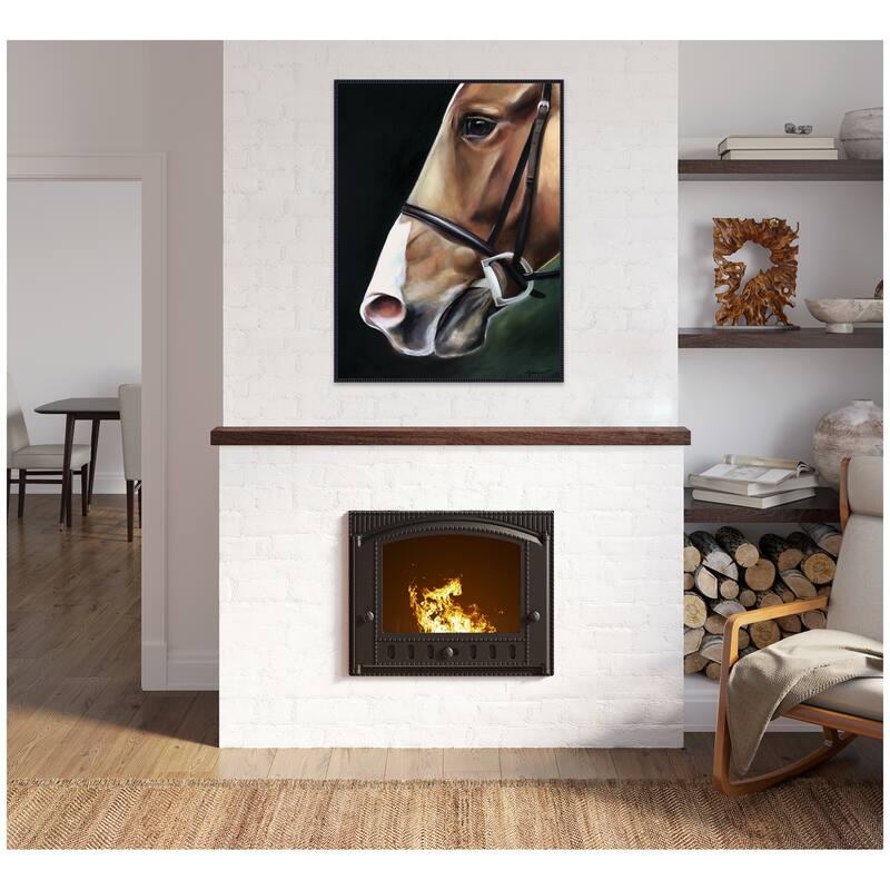 Kate and Laurel Chestnut Horse by Mary Sparrow Framed Canvas Wall Art Print