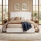preview thumbnail 8 of 123, Javlergo Bed Frame with Storage Drawers Upholstered Platform Bed Frame with Adjustable Headboard White - Queen
