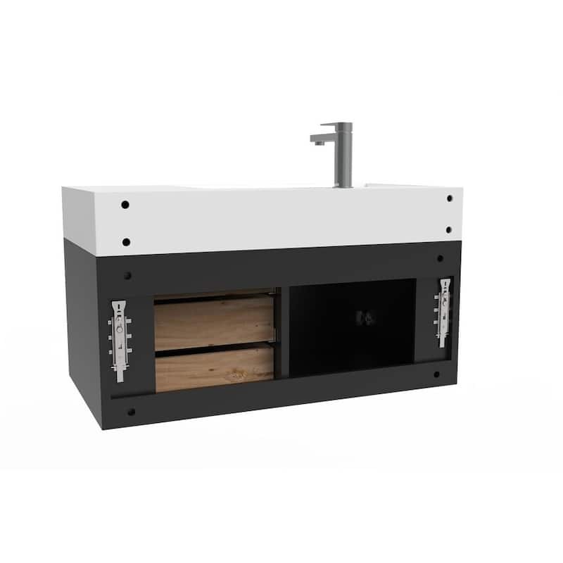 Amazon 36" Wall Mounted Bathroom Vanity Set w/ White Top