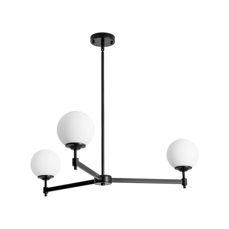 3-light Mid-Century Modern Gold/Black Sputnik Metal Frosted Glass Globe Chandelier for Dining/Living Room