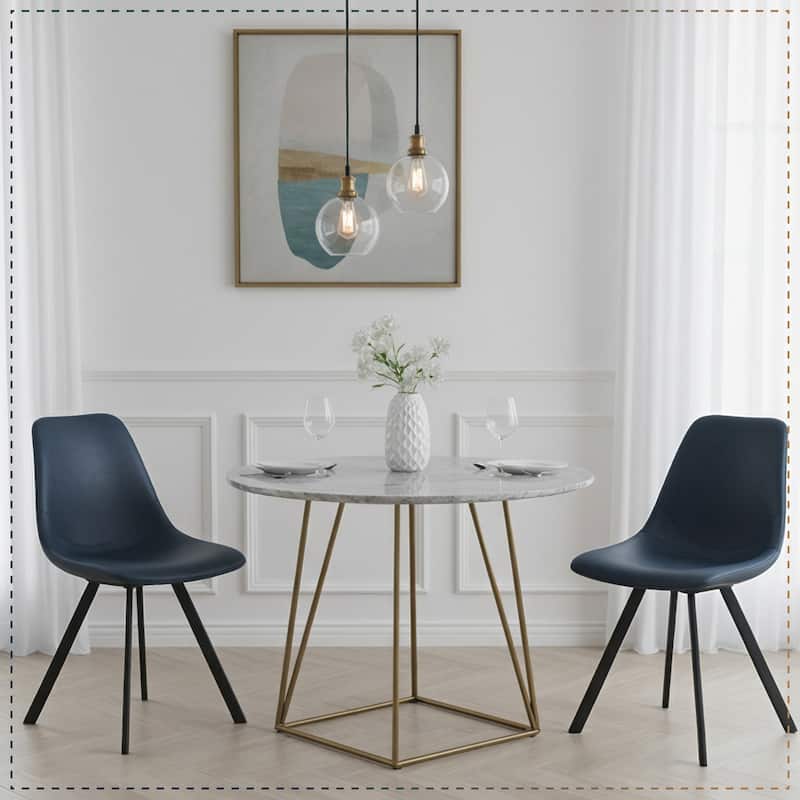 Markley Modern Ergonomic Leather Dining Chair with Black Steel Legs, Scratch-Resistant & Comfortable Kitchen Chair