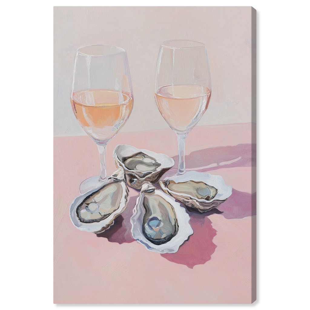 Oysters and Rose Wine Canvas by Art Remedy, Gallery Wrapped