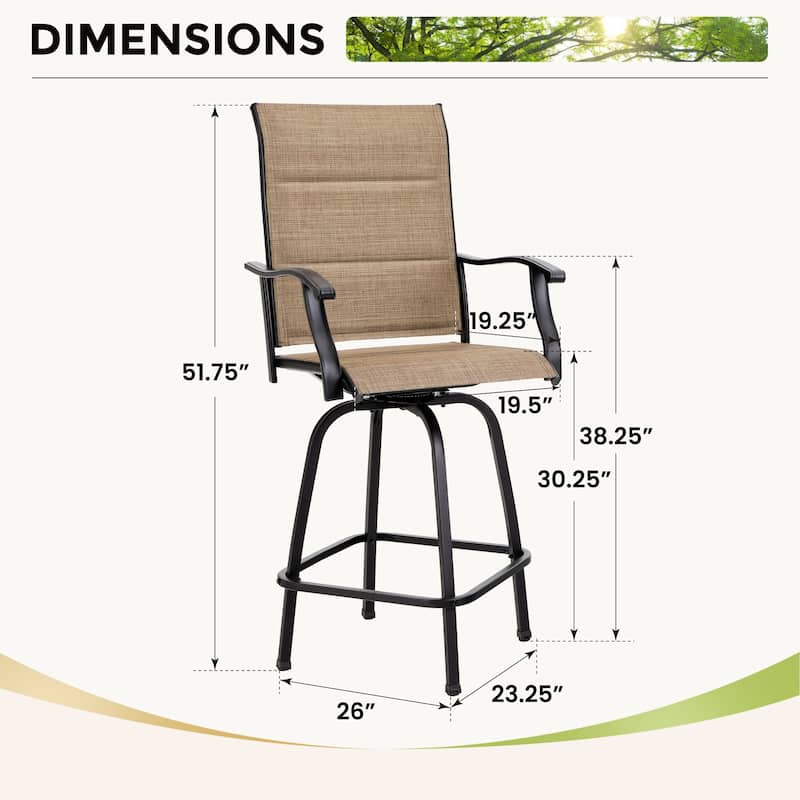 7-Piece Patio Bar Stool Set Textilene Swivel Stools