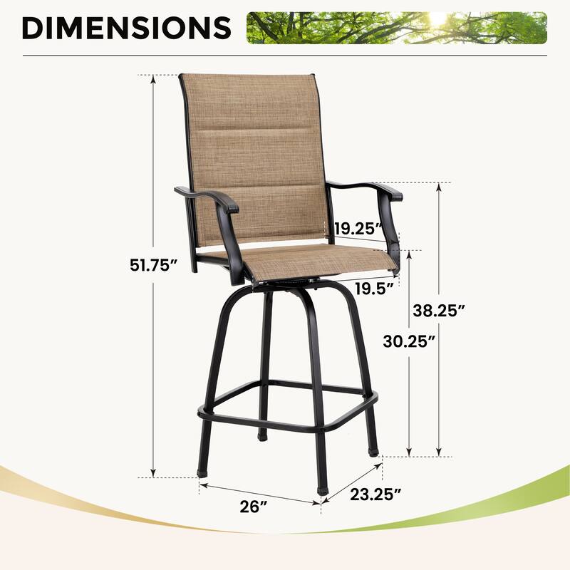 MAISON ARTS Swivel High Back Textilene Sling Fabric Patio Bar Stool Set of 2/4/6