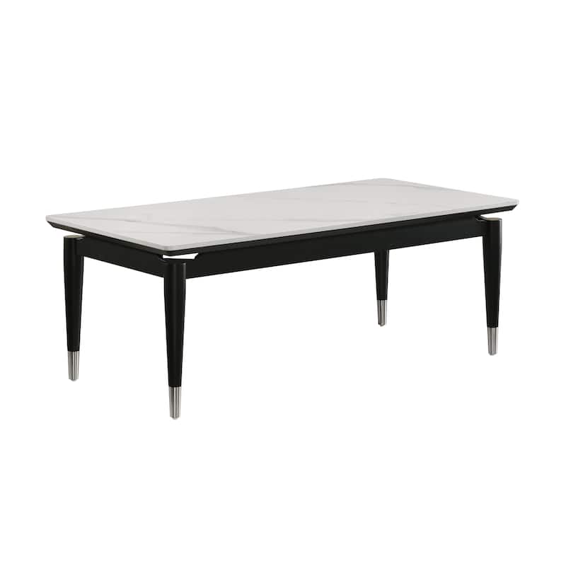Furniture of America Kalor Modern 47-inch Black and White Sintered Stone Top Rectangle Coffee Table
