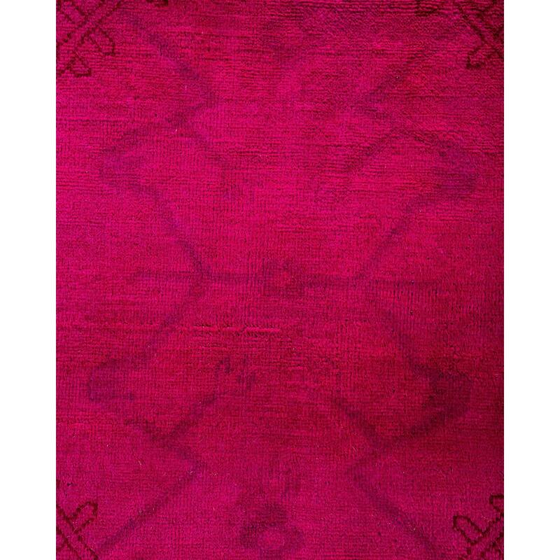 Overton Hand Knotted Wool Vintage Inspired Modern Contemporary Overdyed Pink Area Rug - 8' 2" x 10' 1"