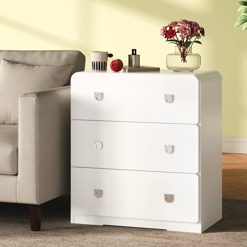 Painted 3-Drawer Nightstand for Bedroom - White