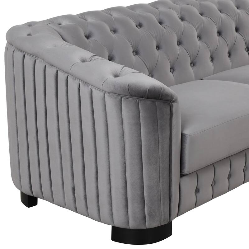 64.3" Velvet 2-Seat Sofa with Wood Frame & Ergonomic Backrest