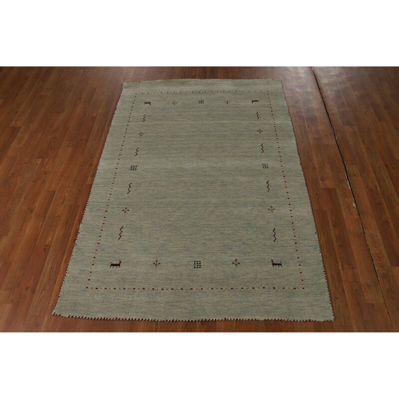 Hand Knotted Oriental 100% Wool Carpet Tribal Animal Pictorial Multi-Colored Gabbeh Area Rug - 5' 10'' X 3' 11''