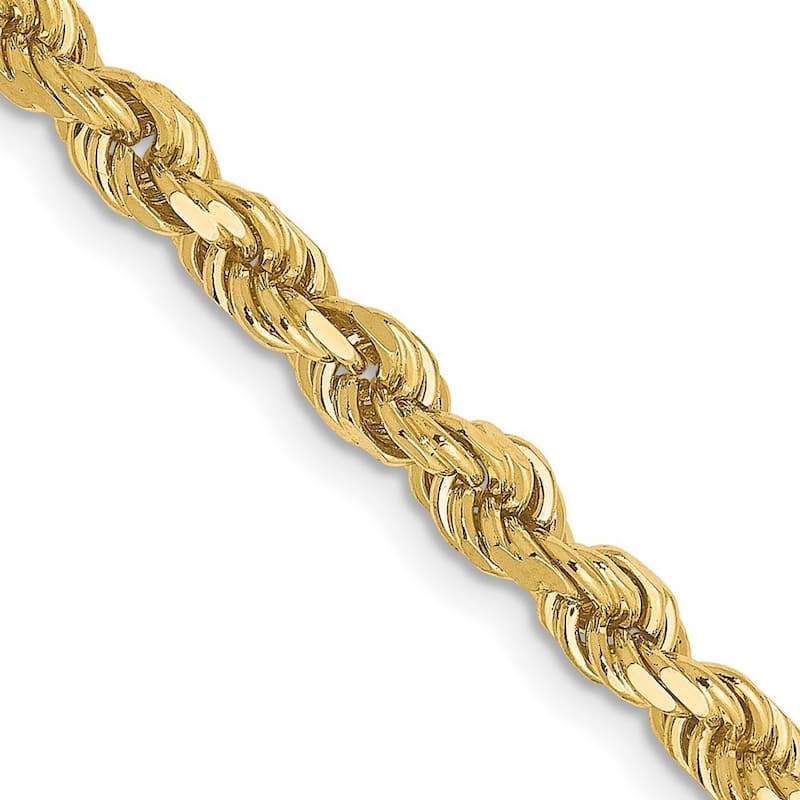 Curata 10k Yellow Gold 7" or 8" 3.5mm Sparkle Cut Rope Chain Bracelet