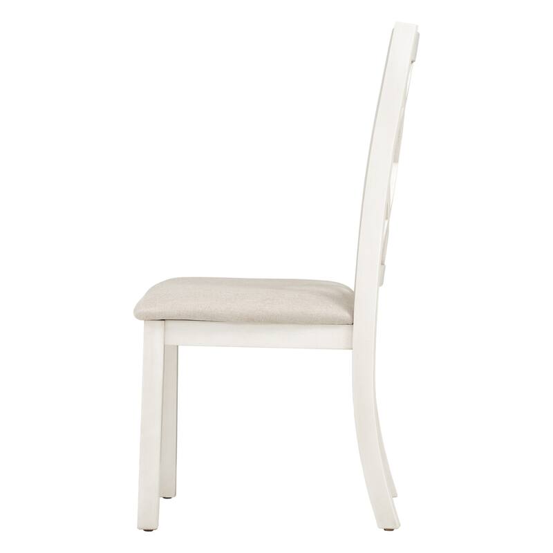 5 Piece Solid Wood Dining Table and Chair Set, Round Kitchen Room Table Set, 4 Dining Chairs with Upholstered Seats